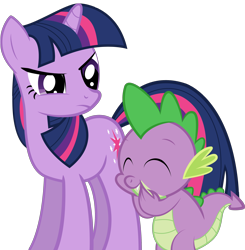 Size: 2630x2679 | Tagged: safe, artist:spellboundcanvas, derpibooru import, spike, twilight sparkle, dragon, simple background, transparent background