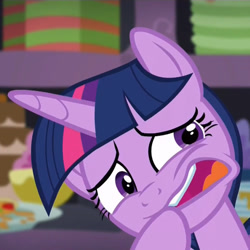 Size: 512x512 | Tagged: safe, derpibooru import, screencap, twilight sparkle, twilight sparkle (alicorn), alicorn, party pooped, exploitable meme, meme, meme origin, phobia, solo, they're just so cheesy, twilight's phobia