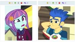 Size: 714x406 | Tagged: safe, screencap, flash sentry, sunny flare, equestria girls, friendship games, legend of everfree, confused, derpibooru, juxtaposition, meme, meta