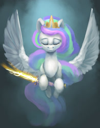 Size: 2000x2564 | Tagged: safe, artist:cyonixcymatro, princess celestia, alicorn, pony, eyes closed, female, solo