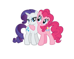 Size: 734x586 | Tagged: safe, pinkie pie, rarity, earth pony, pony, unicorn, duo, hug, looking at each other, official