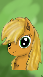 Size: 720x1280 | Tagged: artist needed, safe, applejack, earth pony, pony, blonde mane, bust, chest fluff, female, mare, missing accessory, orange coat, solo