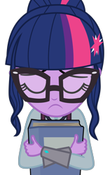 Size: 4000x6389 | Tagged: safe, artist:ivacatherianoid, derpibooru import, sci-twi, twilight sparkle, equestria girls, friendship games, book, cute, sad, simple background, solo, spoiler, transparent background, vector