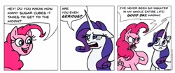 Size: 955x402 | Tagged: safe, artist:gingerfoxy, pinkie pie, rarity, earth pony, pony, unicorn, pony comic generator, comic