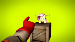 Size: 1920x1080 | Tagged: safe, fluttershy, pegasus, pony, 3d, box, crossover, hand, medic, shy, team fortress 2