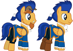 Size: 1291x901 | Tagged: safe, artist:cloudyglow, flash sentry, pegasus, pony, equestria girls, beauty and the beast, clothes, clothes swap, cosplay, costume, crossover, disney, fangs, horn, implied flashlight, implied shipping, implied straight, male, simple background, smiling, solo, stallion, the beast, transparent background