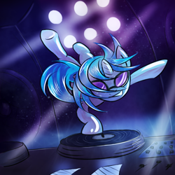 Size: 800x800 | Tagged: safe, artist:fajeh, dj pon-3, vinyl scratch, pony, unicorn, solo, turntable, underhoof