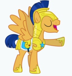 Size: 422x446 | Tagged: safe, artist:jeatz-axl, screencap, flash sentry, pegasus, pony, armor, cropped, cute, diasentres, eyes closed, helmet, pointing, solo, spread wings, vector, wings