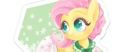 Size: 750x320 | Tagged: safe, artist:sibashen, fluttershy, pegasus, pony, bowtie, clothes, cute, dress, female, folded wings, head turn, looking away, mare, smiling, solo