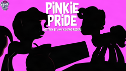 Size: 3840x2160 | Tagged: safe, artist:goatcanon, cheese sandwich, pinkie pie, earth pony, pony, pinkie pride, 3d, amy keating rogers, my little pony logo, party cannon, silhouette, simple background, source filmmaker, title card