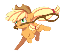 Size: 1500x1200 | Tagged: safe, artist:kameomia, applejack, earth pony, pony, .psd available, lasso, mouth hold, rope, running, simple background, solo, transparent background