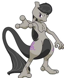 Size: 350x420 | Tagged: safe, artist:ayahana, octavia melody, mewtavia meltwo, mewtwo, pokefied, pokémon, simple background, solo, species swap, white background