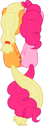 Size: 707x2000 | Tagged: safe, artist:storfulsten, applejack, pinkie pie, earth pony, pony, applepie, female, lesbian, shipping, simple background, tail wrap, transparent background