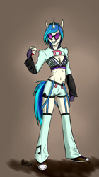 Size: 574x1024 | Tagged: safe, artist:bingodingo, dj pon-3, vinyl scratch, anthro, pokémon, solo, team rocket