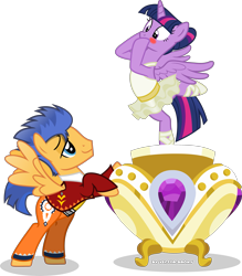 Size: 2815x3213 | Tagged: safe, artist:vector-brony, flash sentry, twilight sparkle, twilight sparkle (alicorn), alicorn, pony, a royal problem, ballerina, blushing, chitty chitty bang bang, clothes, cute, female, flashlight, male, mare, shipping, simple background, stallion, steadfast tin soldier, straight, the steadfast tin soldier, transparent background, tutu, twiabetes, twilarina, uniform