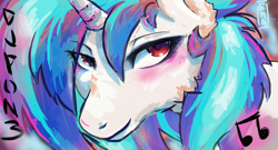 Size: 1280x690 | Tagged: safe, artist:muminkorp, dj pon-3, vinyl scratch, pony, unicorn, female, horn, mare, solo