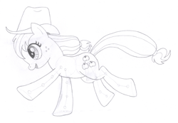 Size: 1652x1146 | Tagged: safe, artist:aafh, applejack, earth pony, pony, monochrome, solo, traditional art