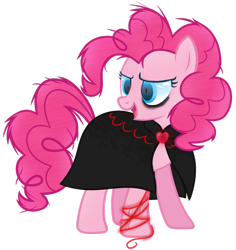 Size: 1024x1085 | Tagged: safe, artist:xmelodyskyx, pinkie pie, pony, alternate universe, cloak, clothes, female, mare, simple background, solo, transparent background