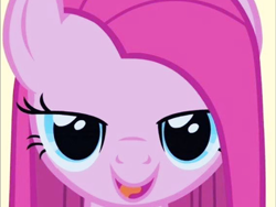 Size: 480x360 | Tagged: safe, pinkie pie, earth pony, pony, party of one, lidded eyes, looking at you, open mouth, pinkamena diane pie, solo, tongue out