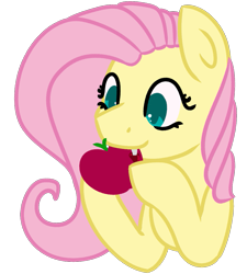 Size: 997x1109 | Tagged: safe, artist:azure-quill, fluttershy, bat pony, pony, apple, cute, cute little fangs, eating, fangs, flutterbat, food, race swap, simple background, solo, transparent background