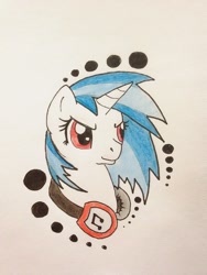 Size: 960x1280 | Tagged: safe, artist:caldercloud, dj pon-3, vinyl scratch, pony, unicorn, solo, traditional art