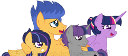 Size: 1280x557 | Tagged: safe, artist:ipandacakes, flash sentry, twilight sparkle, oc, oc:crescendo, oc:nova star sparkle, pegasus, pony, unicorn, colt, female, filly, flashlight, male, offspring, older, parent:flash sentry, parent:twilight sparkle, parents:flashlight, shipping, simple background, straight, transparent background