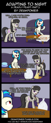 Size: 850x2020 | Tagged: safe, artist:drawponies, artist:terminuslucis, dj pon-3, octavia melody, vinyl scratch, earth pony, pony, unicorn, comic:adapting to night, comic:adapting to night: a deadly feast, a deadly feast, comic, vinyl