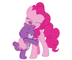 Size: 1280x1061 | Tagged: safe, artist:ianpony98, pinkie pie, earth pony, pony, care bears, care bears adventures of care a lot, crossover, hug, purse, share bear, simple background, transparent background