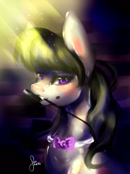 Size: 1200x1600 | Tagged: safe, artist:saoiirse, octavia melody, earth pony, pony, bowtie, bust, mouth hold, portrait, solo