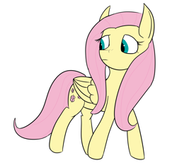 Size: 1900x1750 | Tagged: safe, anonymous artist, fluttershy, pegasus, pony, simple background, solo, walking, white background