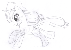 Size: 1526x1078 | Tagged: safe, artist:aafh, applejack, earth pony, pony, monochrome, solo, traditional art