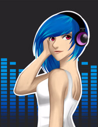 Size: 3417x4400 | Tagged: safe, artist:tao-mell, dj pon-3, vinyl scratch, human, clothes, humanized, solo, tanktop