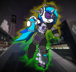 Size: 850x794 | Tagged: safe, artist:gamefreakdx, dj pon-3, vinyl scratch, anthro, semi-anthro, crossover, jet set radio, jet set radio future, solo