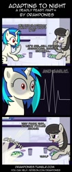 Size: 580x1378 | Tagged: safe, artist:terminuslucis, dj pon-3, octavia melody, vinyl scratch, earth pony, pony, undead, unicorn, vampire, vampony, comic:adapting to night, comic:adapting to night: a deadly feast, a deadly feast, comic, eating, garlic, oh crap face