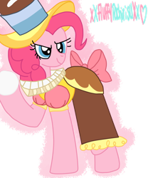 Size: 1024x1229 | Tagged: safe, artist:xxfluffypachirisuxx, chancellor puddinghead, pinkie pie, earth pony, pony, clothes, female, mare, ruff (clothing), simple background, snow, solo, transparent background