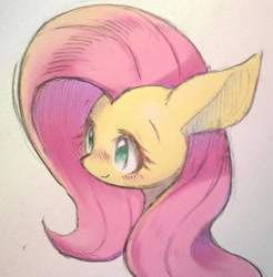 Size: 1328x1347 | Tagged: safe, artist:91o42, fluttershy, pegasus, pony, cute, female, mare, shyabetes, solo, traditional art