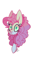 Size: 673x1200 | Tagged: safe, artist:shine-bright-like-vagina, pinkie pie, earth pony, pony, bust, female, looking at you, mare, simple background, solo, thousand yard stare, transparent background