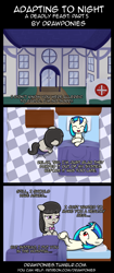 Size: 850x2020 | Tagged: safe, artist:terminuslucis, dj pon-3, octavia melody, vinyl scratch, earth pony, pony, undead, unicorn, vampire, vampony, comic:adapting to night, comic:adapting to night: a deadly feast, a deadly feast, comic, hospital