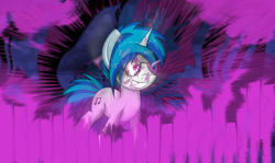 Size: 2679x1595 | Tagged: safe, artist:frisky, dj pon-3, vinyl scratch, pony, unicorn, bloodshot eyes, glasses, solo