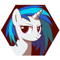 Size: 600x600 | Tagged: safe, artist:coma392, dj pon-3, vinyl scratch, pony, unicorn, hexagon, pixiv, solo