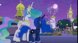 Size: 2581x1427 | Tagged: safe, screencap, princess celestia, princess luna, alicorn, pony, season 9, the summer sun setback, hoof shoes