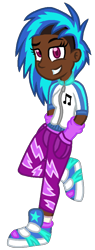 Size: 389x1024 | Tagged: safe, artist:starryoak, dj pon-3, vinyl scratch, human, dark skin, humanized, simple background, solo, transparent background, undercut, why meph why