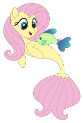 Size: 536x800 | Tagged: safe, artist:k-b-21, fluttershy, fish, seapony (g4), my little pony: the movie, seaponified, seapony fluttershy, simple background, species swap, transparent background