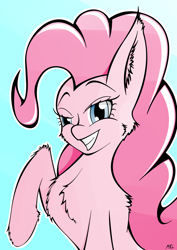 Size: 800x1132 | Tagged: safe, artist:maneingreen, pinkie pie, earth pony, pony, cheek fluff, chest fluff, ear fluff, fluffy, smiley face