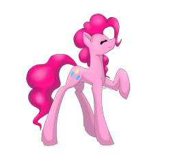 Size: 2750x2500 | Tagged: safe, artist:hoodiethepainter, pinkie pie, earth pony, pony, eyes closed, female, high res, mare, raised hoof, simple background, smiling, solo, transparent background