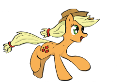 Size: 2604x1770 | Tagged: safe, artist:welkin-draws, applejack, earth pony, pony, open mouth, running, simple background, solo, transparent background