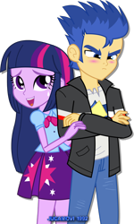 Size: 1600x2664 | Tagged: safe, artist:jucamovi1992, flash sentry, twilight sparkle, equestria girls, angry, blushing, female, flashlight, male, shipping, simple background, straight, sweat, sweatdrop, transparent background, vector