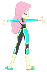 Size: 341x524 | Tagged: safe, artist:chopsticks, fluttershy, aww... baby turtles, better together, equestria girls, .svg available, clothes, cute, feet, female, legs, sandals, shyabetes, simple background, solo, svg, swimsuit, transparent background, vector, wetsuit