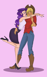 Size: 1000x1639 | Tagged: safe, artist:rarijack-countrycouture, applejack, rarity, human, female, humanized, lesbian, rarijack, shipping