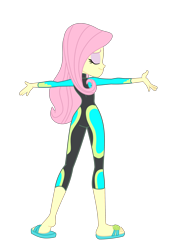 Size: 2100x3000 | Tagged: safe, artist:root, fluttershy, aww... baby turtles, better together, equestria girls, clothes, feet, flip-flops, flutterbutt, heel pop, sandals, simple background, solo, swimsuit, transparent background, vector, wetsuit